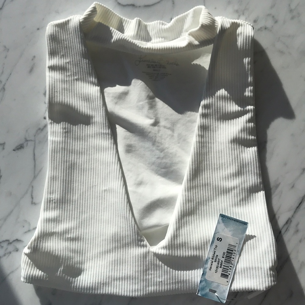 NWT Frankie’s Bikinis white ribbed top
